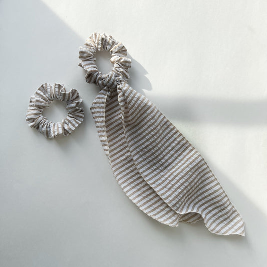 neutral striped scrunchie