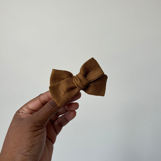 ochre linen | baby bow