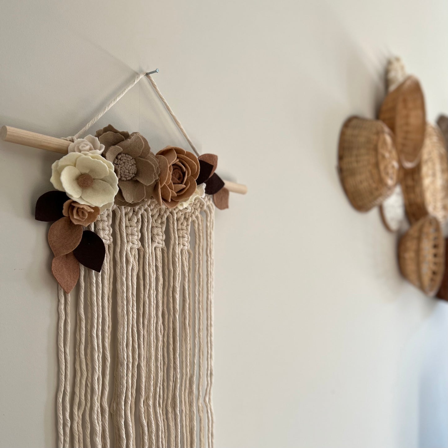 neutral macrame bow holder
