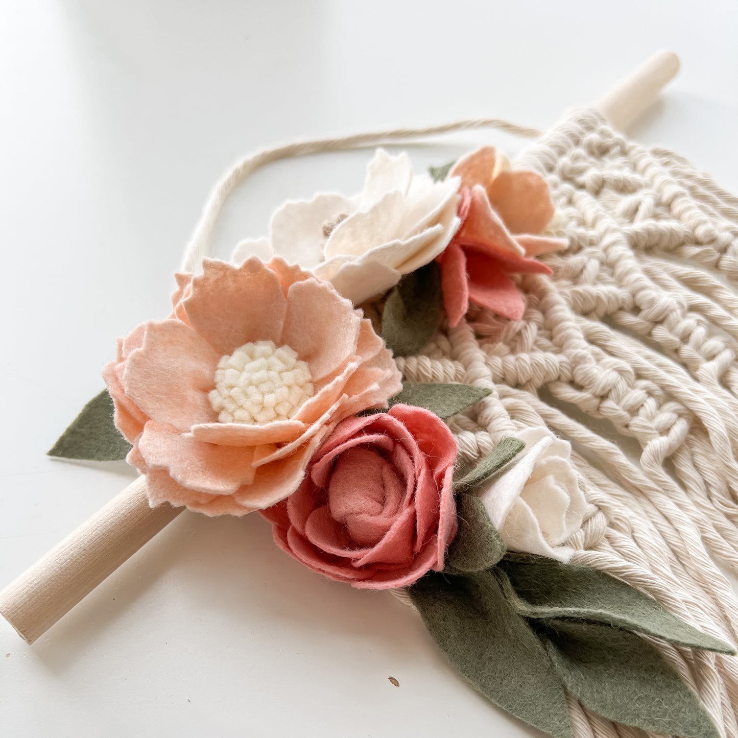 blush macrame bow holder