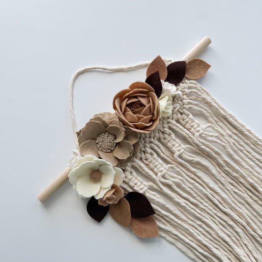 neutral macrame bow holder